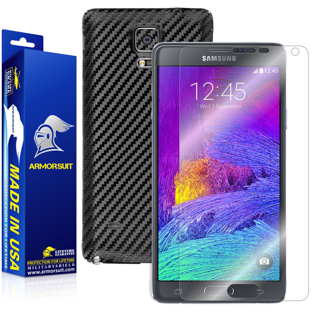 Samsung Galaxy Note 4 Screen Protector + Carbon Fiber Skin