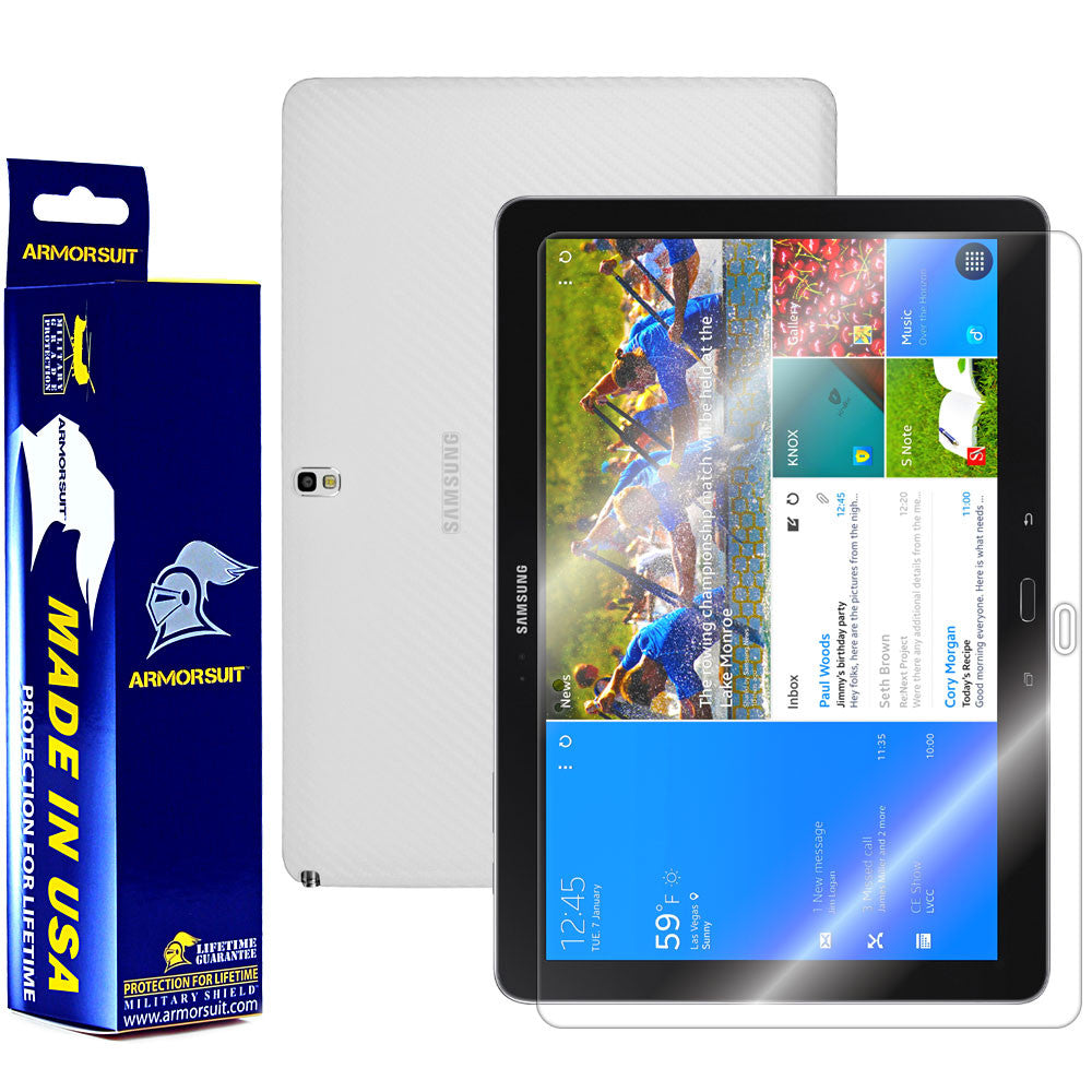 Samsung Galaxy NotePRO 12.2" Screen Protector + White Carbon Fiber Film Protector