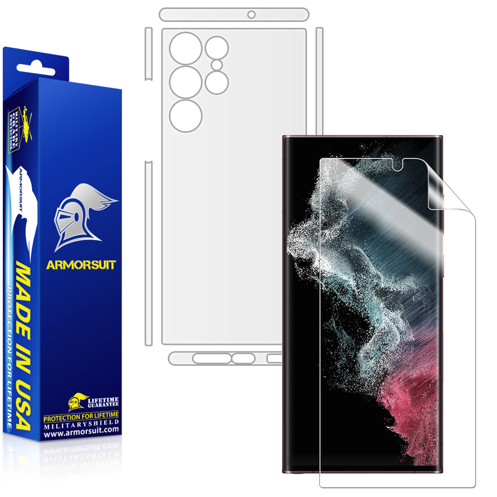 ArmorSuit MilitaryShield Full Body Skin Film + Screen Protector Designed for Samsung Galaxy S22 Ultra (2022) - Anti-Bubble HD Clear Film