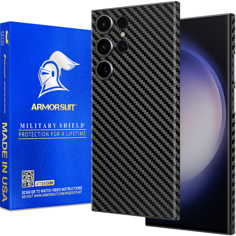 Armorsuit MilitaryShield Carbon Fiber Skin Wrap Film Designed for Samsung S23 Ultra (2023) - Anti-Bubble Film