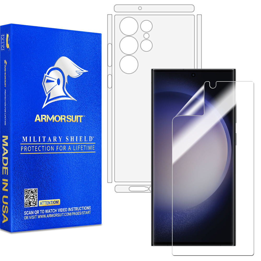 Armorsuit MilitaryShield Full-Body Matte / Clear Screen Protector Designed for Samsung S23 Ultra (2023) - Anti-Bubble Film