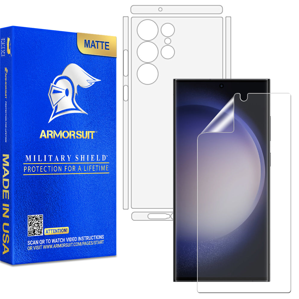 Armorsuit MilitaryShield Full-Body Matte / Clear Screen Protector Designed for Samsung S23 Ultra (2023) - Anti-Bubble Film