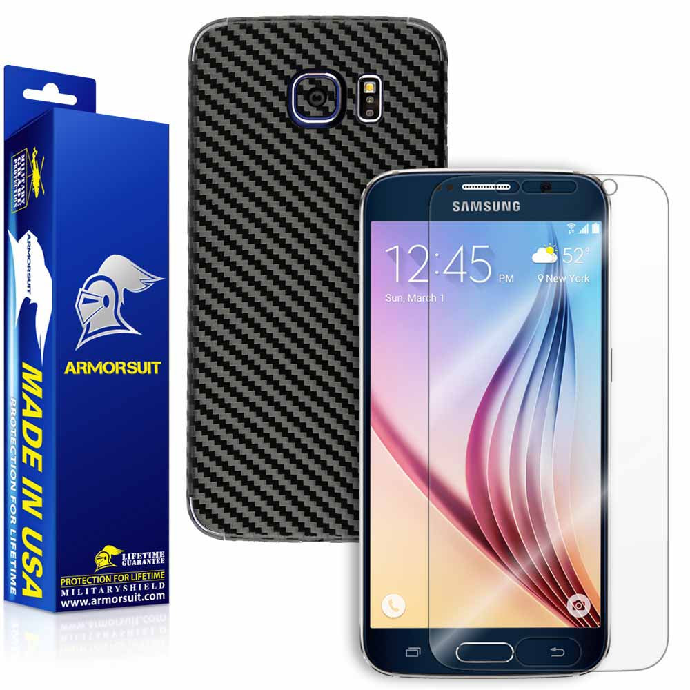 Samsung Galaxy S6 Screen Protector + Carbon Fiber Film Protector