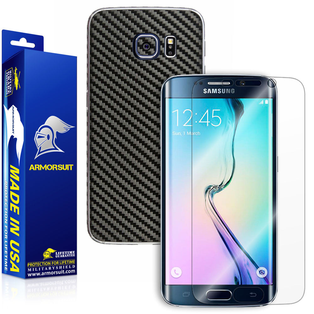 Samsung Galaxy S6 Edge Screen Protector [Full Screen Coverage] + Carbon Fiber Skin