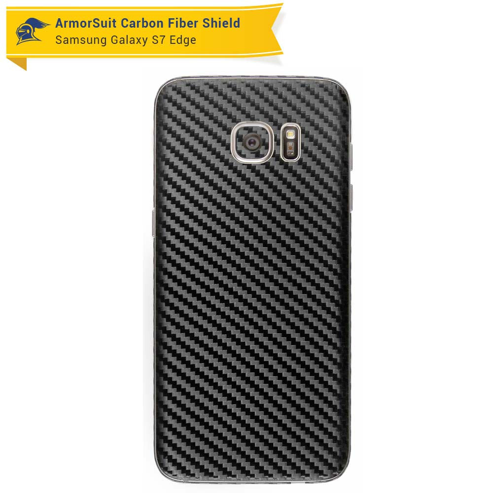 Samsung Galaxy S7 Edge Plus Screen Protector [Full Screen Coverage] + Black Carbon Fiber Skin