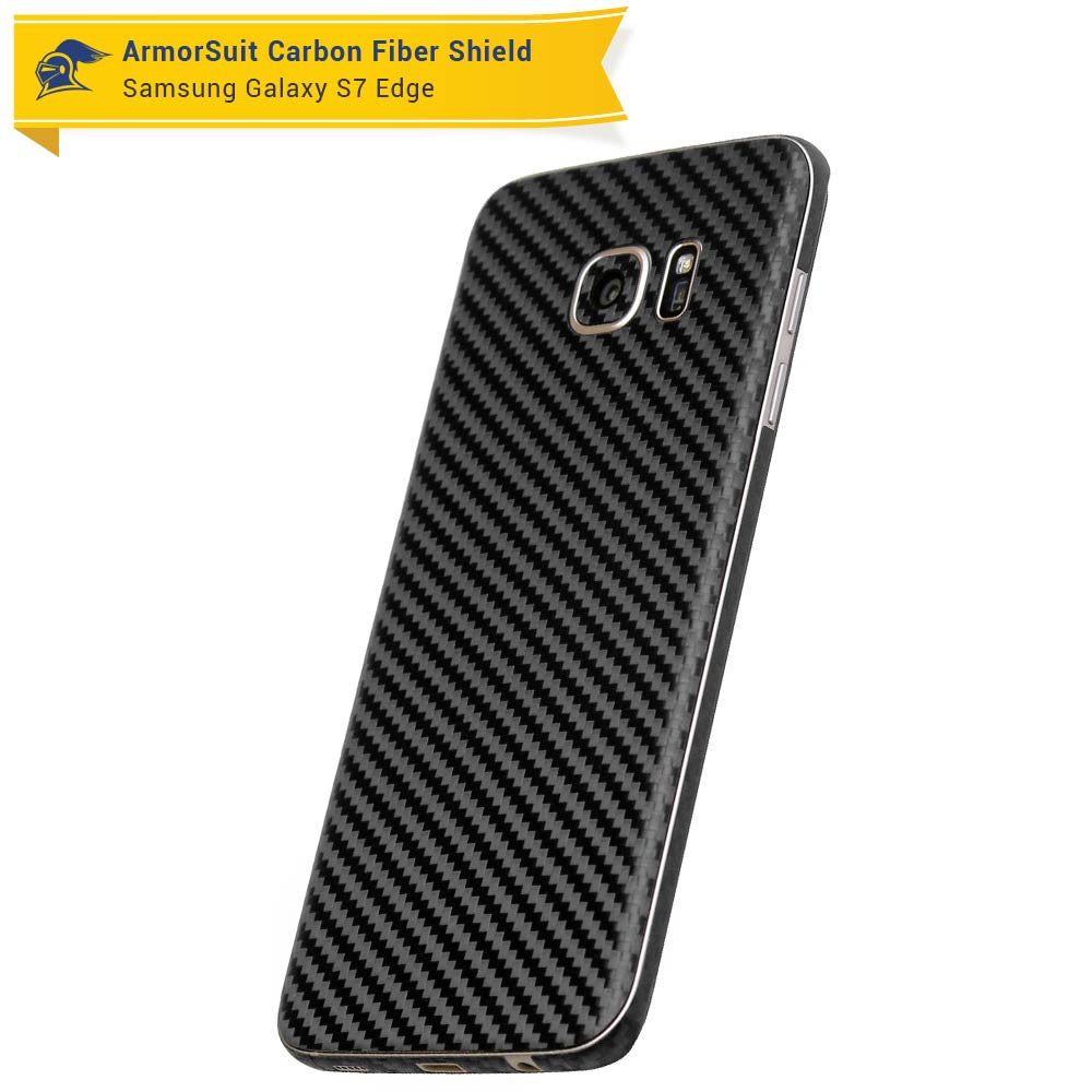 Samsung Galaxy S7 Edge Plus Screen Protector [Full Screen Coverage] + Black Carbon Fiber Skin