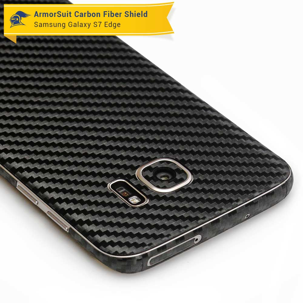 Samsung Galaxy S7 Edge Plus Screen Protector [Full Screen Coverage] + Black Carbon Fiber Skin