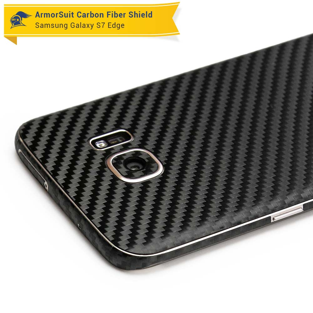 Samsung Galaxy S7 Edge Plus Screen Protector [Full Screen Coverage] + Black Carbon Fiber Skin