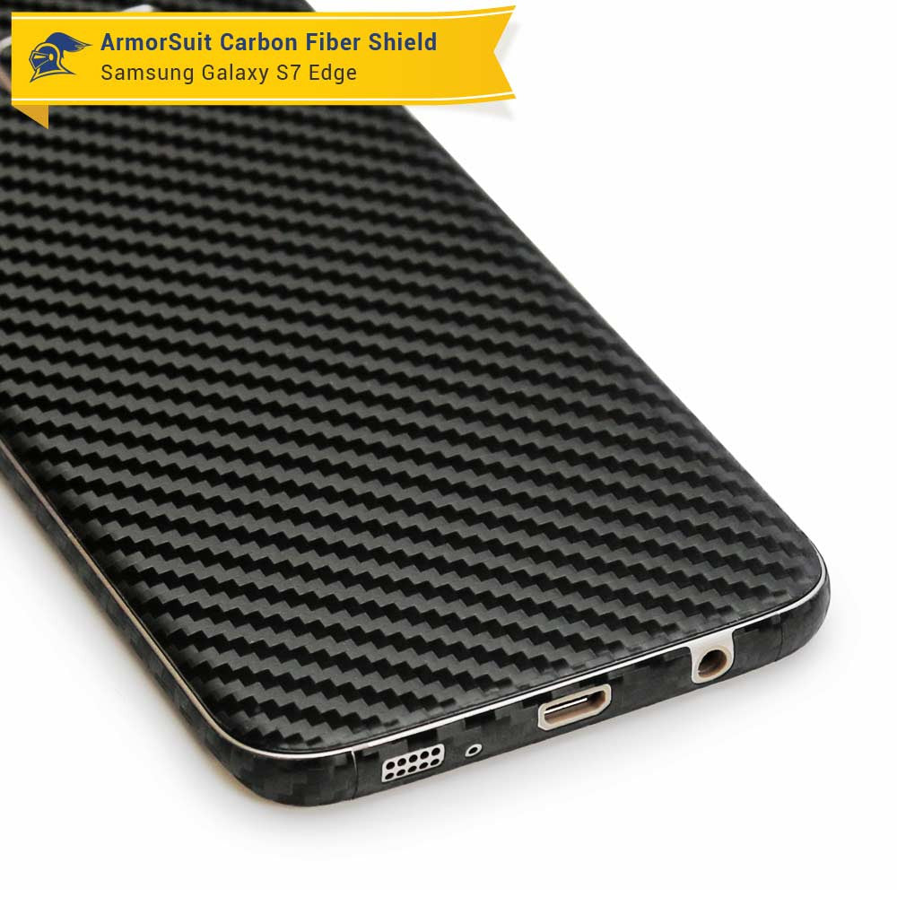 Samsung Galaxy S7 Edge Plus Screen Protector [Full Screen Coverage] + Black Carbon Fiber Skin