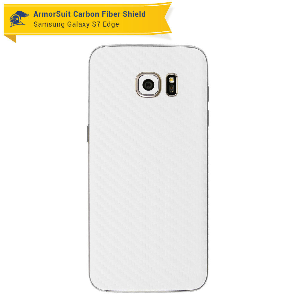 Samsung Galaxy S7 Edge Plus Screen Protector [Full Screen Coverage] + White Carbon Fiber Skin