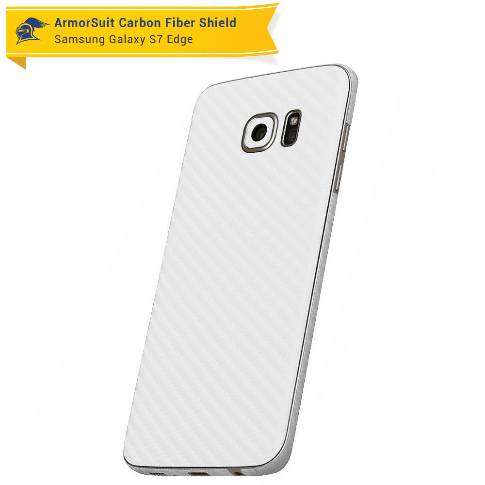 Samsung Galaxy S7 Edge Plus Screen Protector [Full Screen Coverage] + White Carbon Fiber Skin