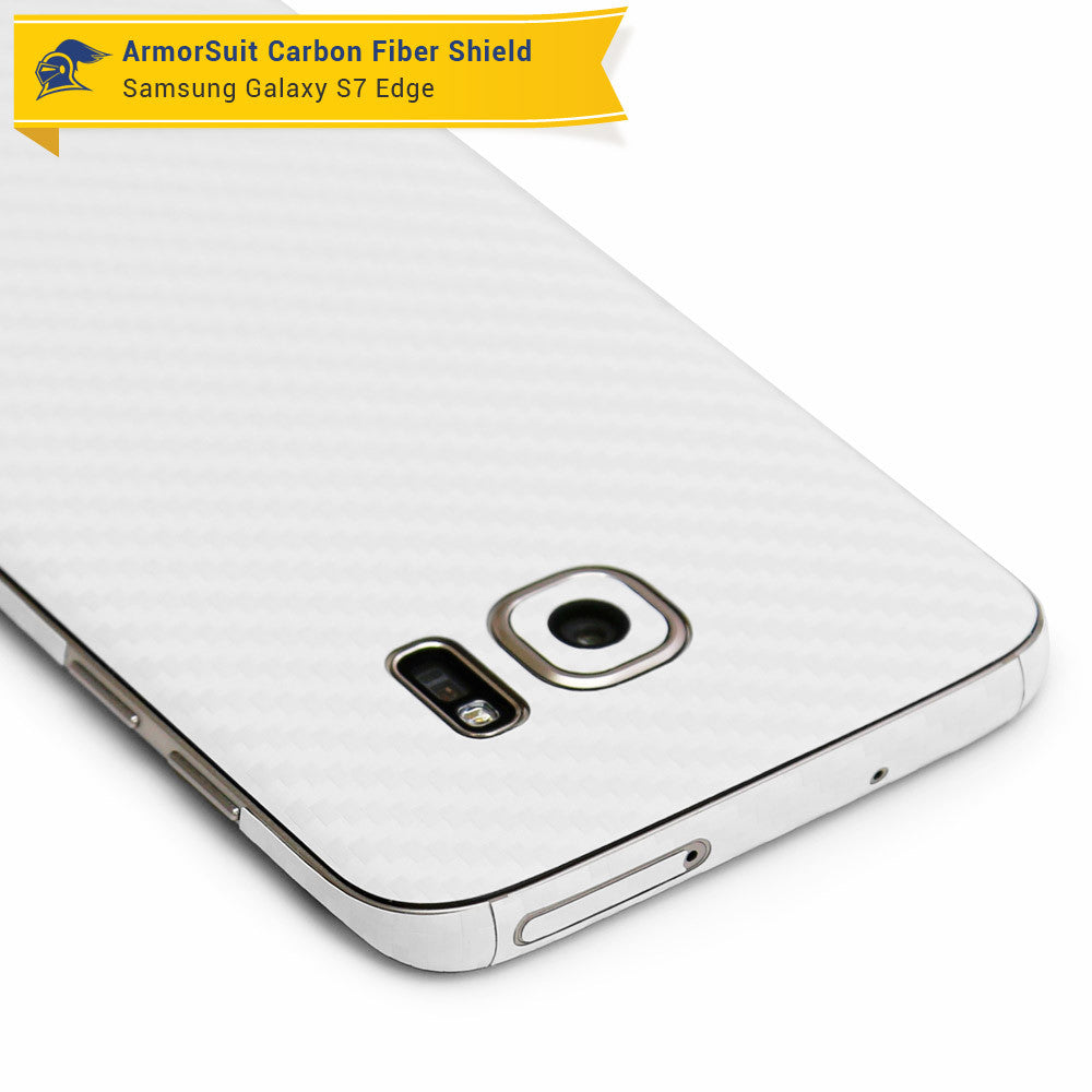 Samsung Galaxy S7 Edge Plus Screen Protector [Full Screen Coverage] + White Carbon Fiber Skin