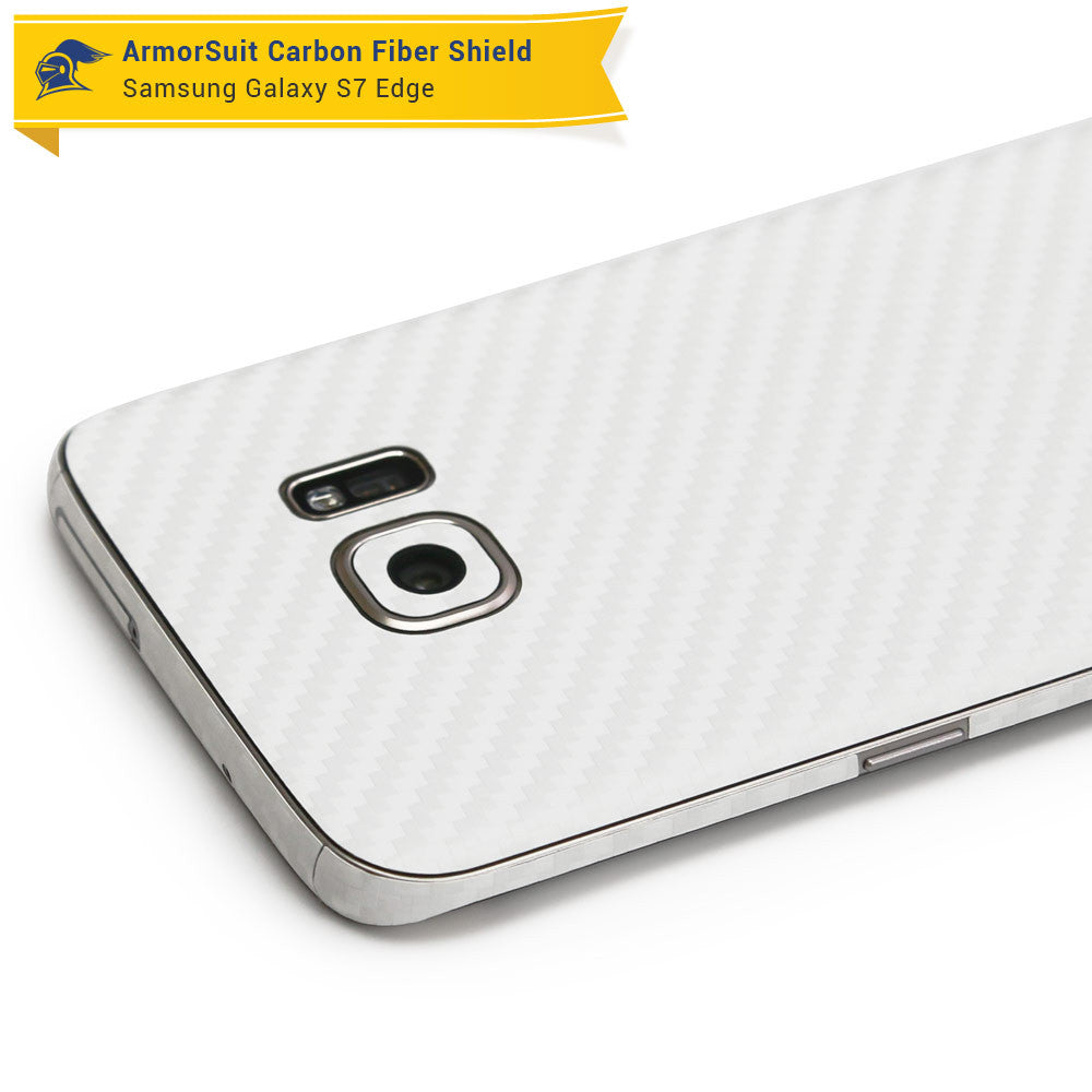 Samsung Galaxy S7 Edge Plus Screen Protector [Full Screen Coverage] + White Carbon Fiber Skin
