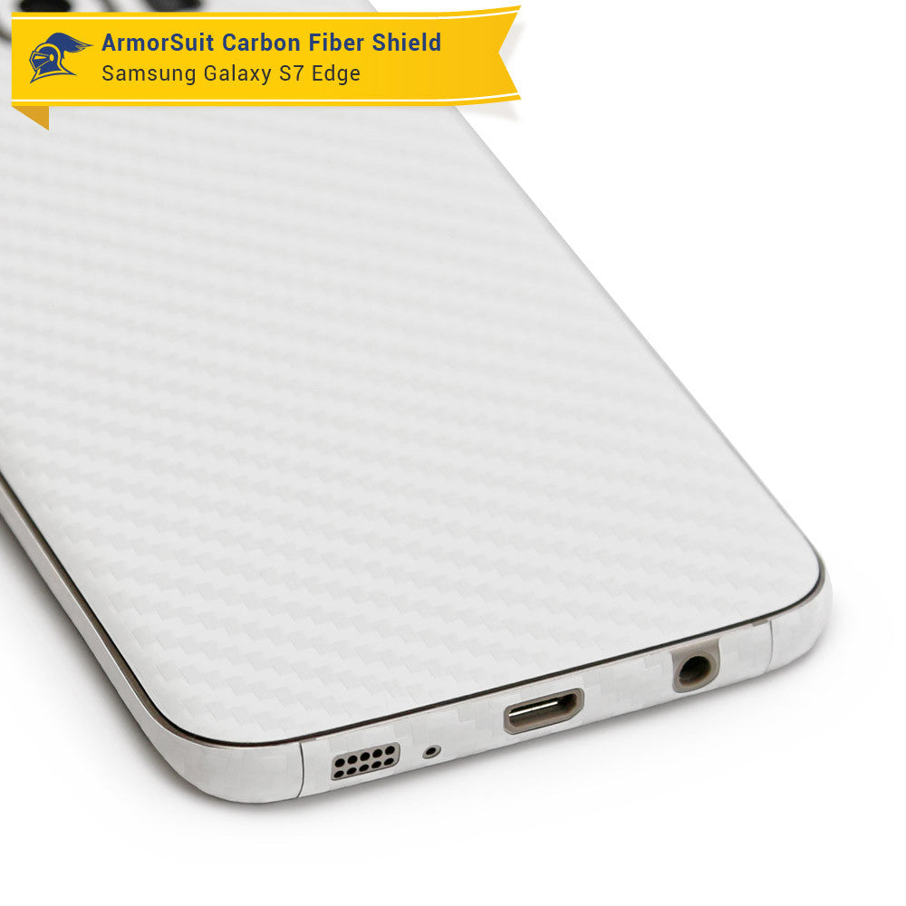 Samsung Galaxy S7 Edge Plus Screen Protector [Full Screen Coverage] + White Carbon Fiber Skin