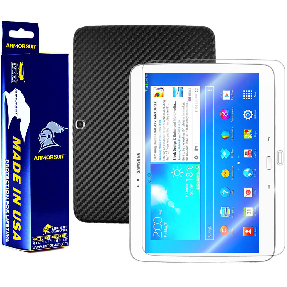 Samsung Galaxy Tab 3 10.1 Screen Protector+ Black Carbon Fiber Film Protector