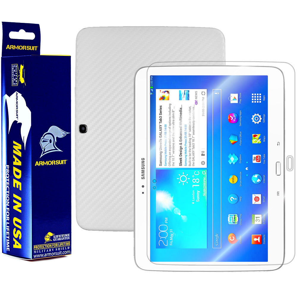 Samsung Galaxy Tab 3 10.1 Screen Protector+ White Carbon Fiber Film Protector