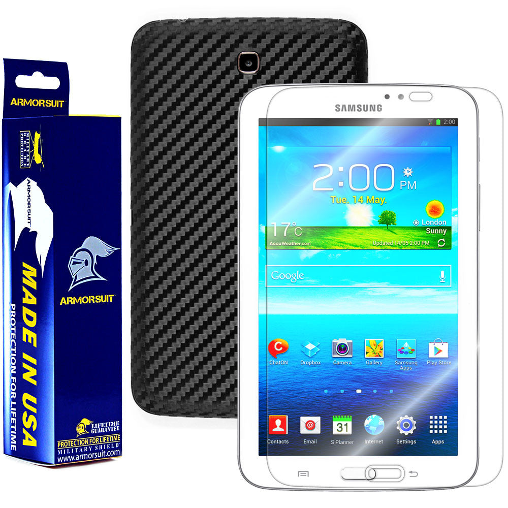 Samsung Galaxy Tab 3 7.0 Screen Protector + Black Carbon Fiber Film Protector