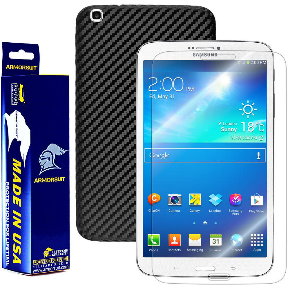 Samsung Galaxy Tab 3 8.0 (WIFI/3G/4G) International Version Screen Protector + Black Carbon Fiber Film Protector