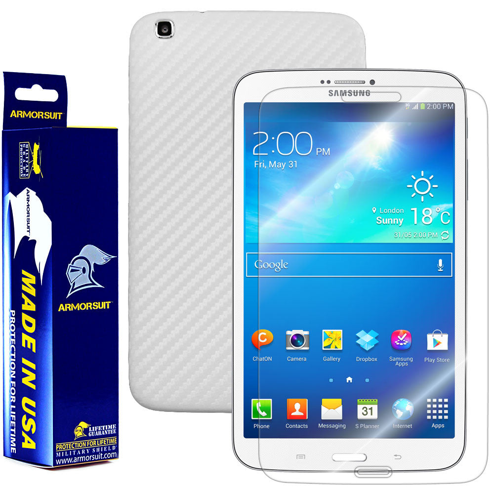 Samsung Galaxy Tab 3 8.0 (WIFI/3G/4G) International Version Screen Protector + White Carbon Fiber Film Protector
