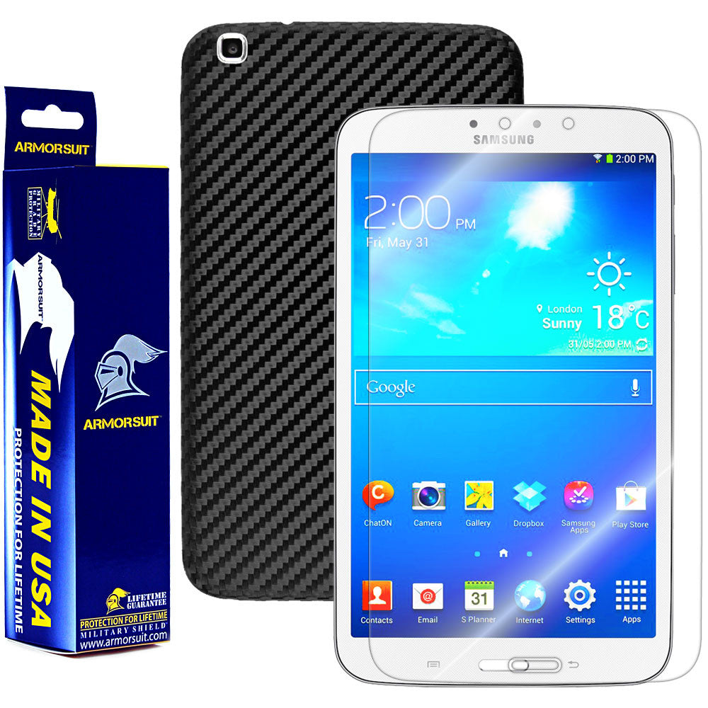 Samsung Galaxy Tab 3 8.0 (Wifi Only) Screen Protector + Black Carbon Fiber Film Protector