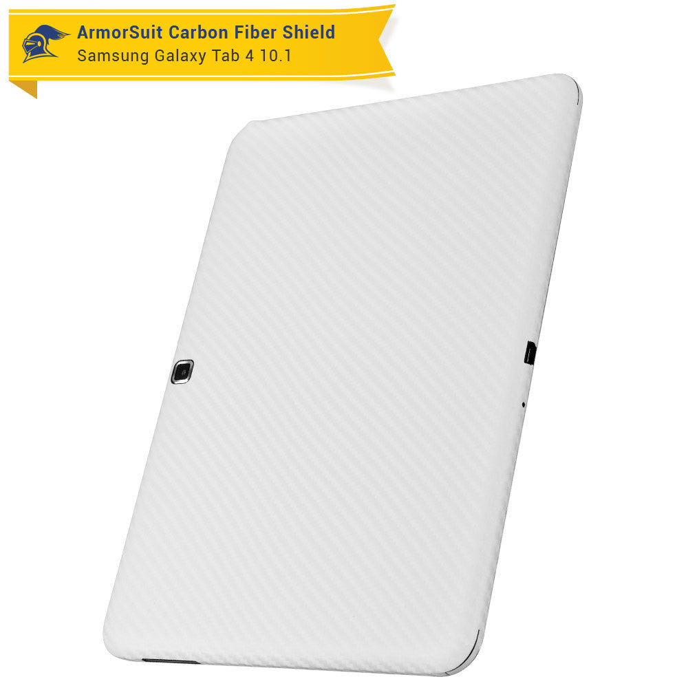 Samsung Galaxy Tab 4 10.1 Screen Protector + White Carbon Fiber Film Protector