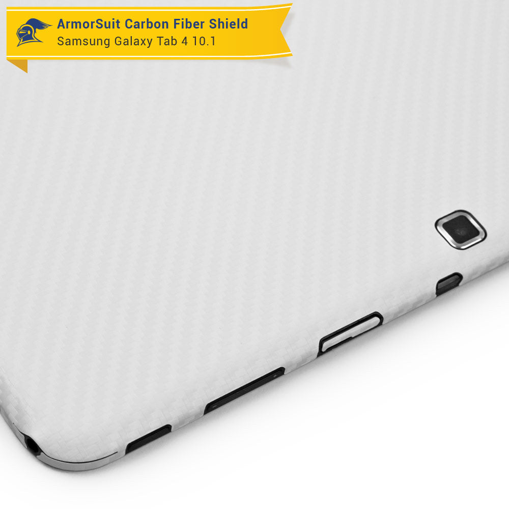Samsung Galaxy Tab 4 10.1 Screen Protector + White Carbon Fiber Film Protector
