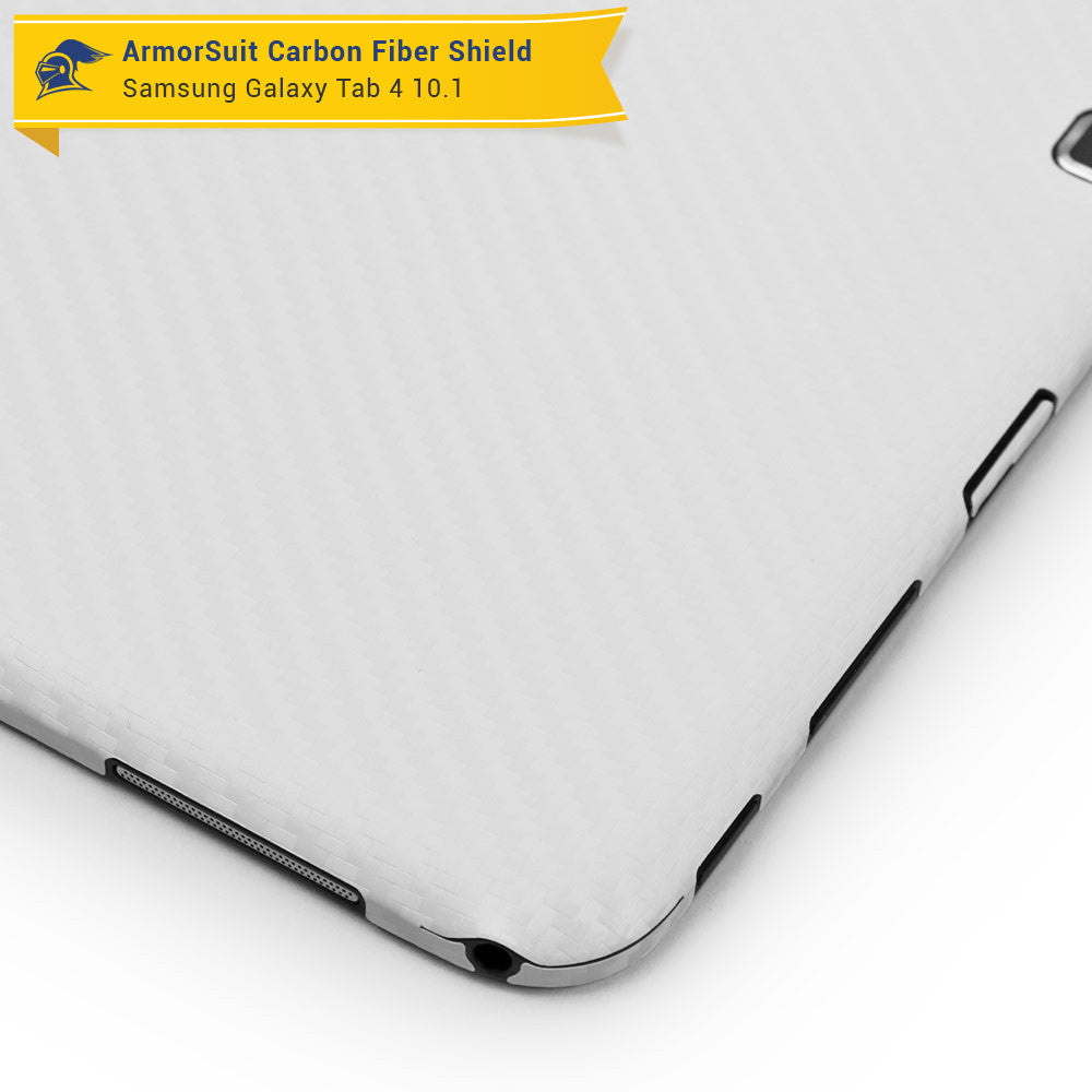 Samsung Galaxy Tab 4 10.1 Screen Protector + White Carbon Fiber Film Protector