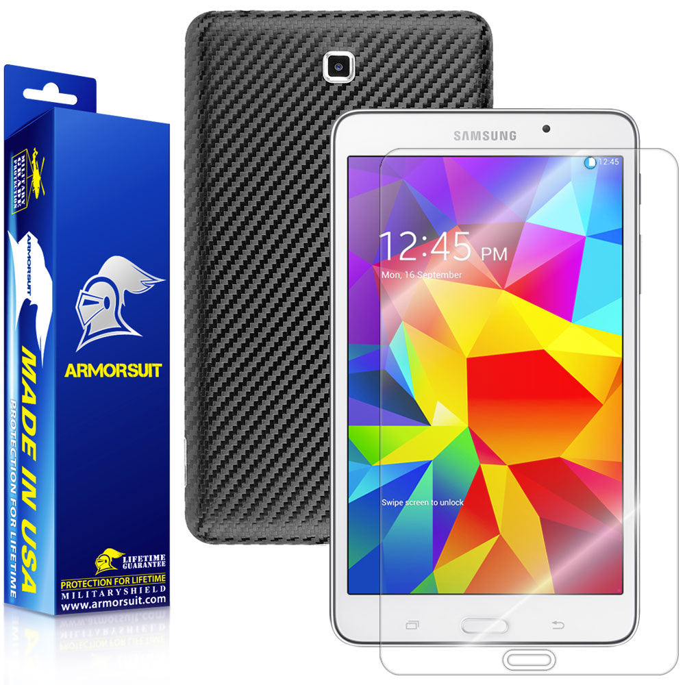 Samsung Galaxy Tab 4 7.0 Screen Protector + Black Carbon Fiber Film Protector