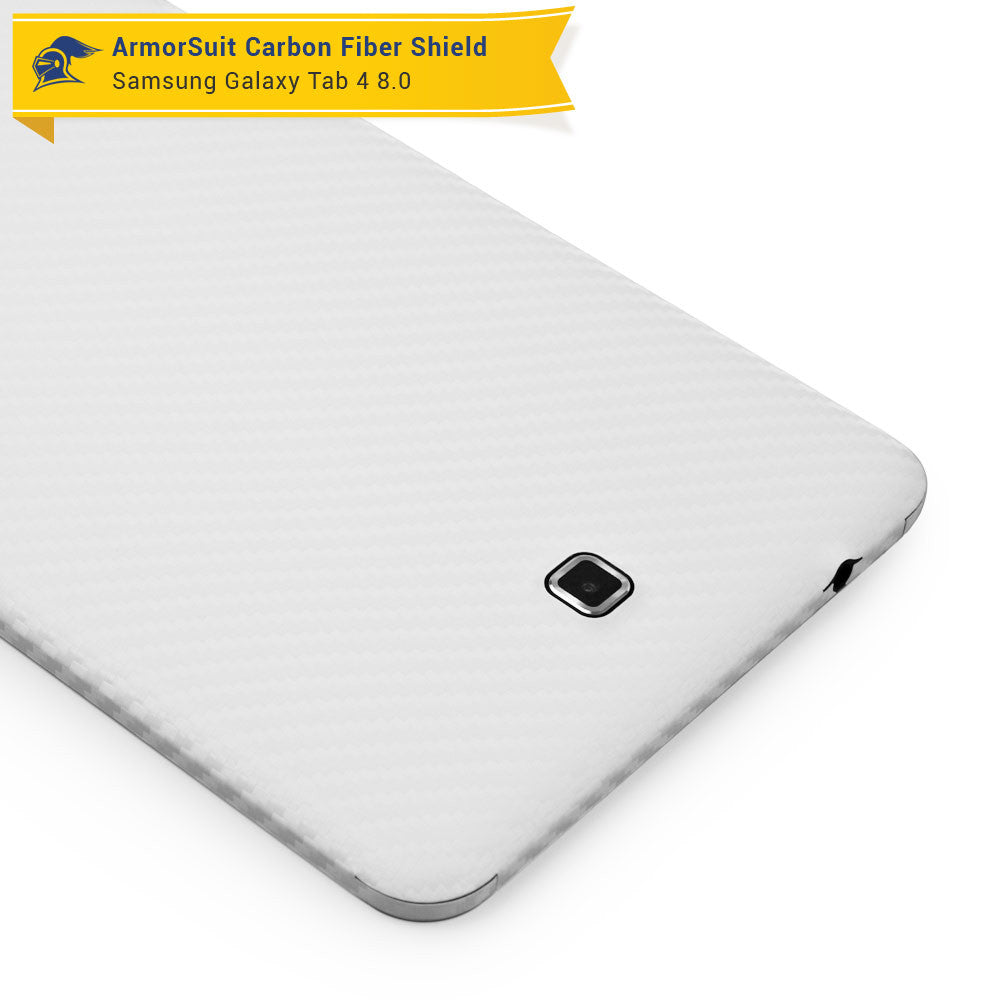 Samsung Galaxy Tab 4 8.0 Screen Protector + White Carbon Fiber Film Protector