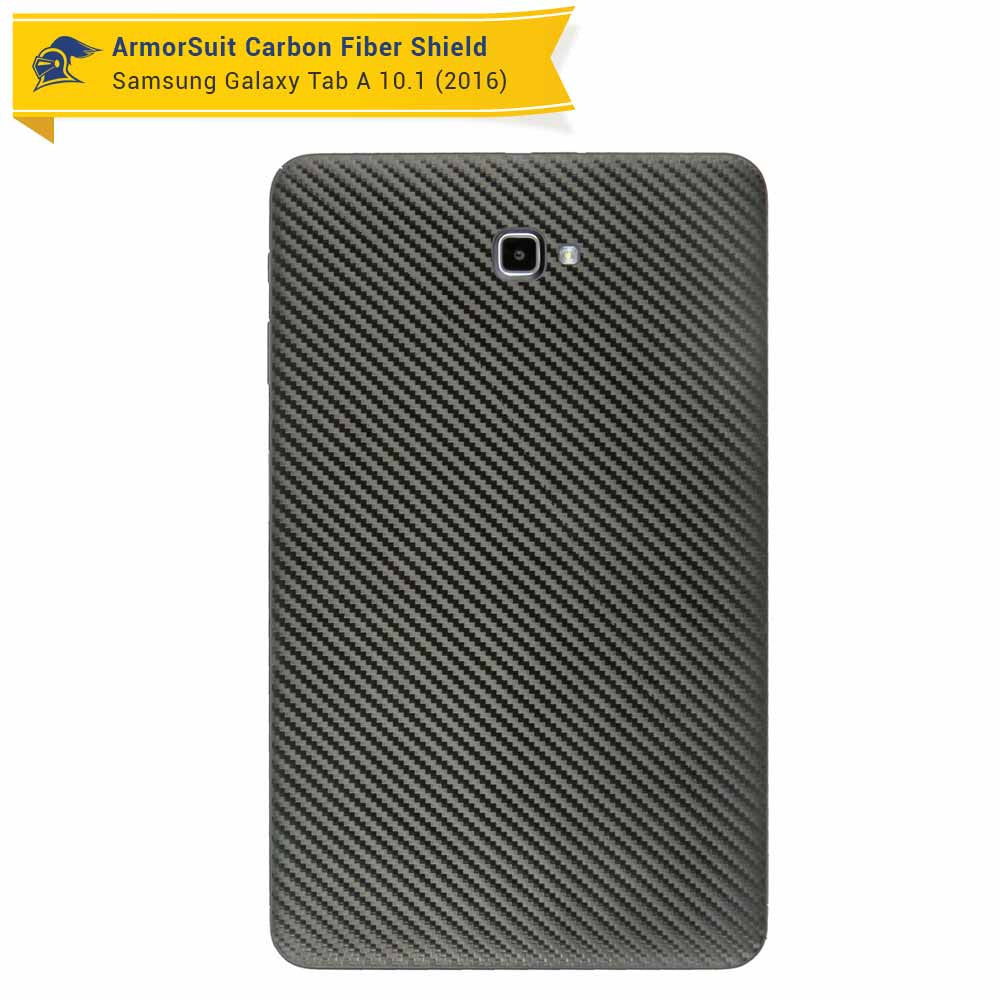 Samsung Galaxy Tab 10.1 (2016) [NO S PEN] Screen Protector + Black Carbon Fiber Skin