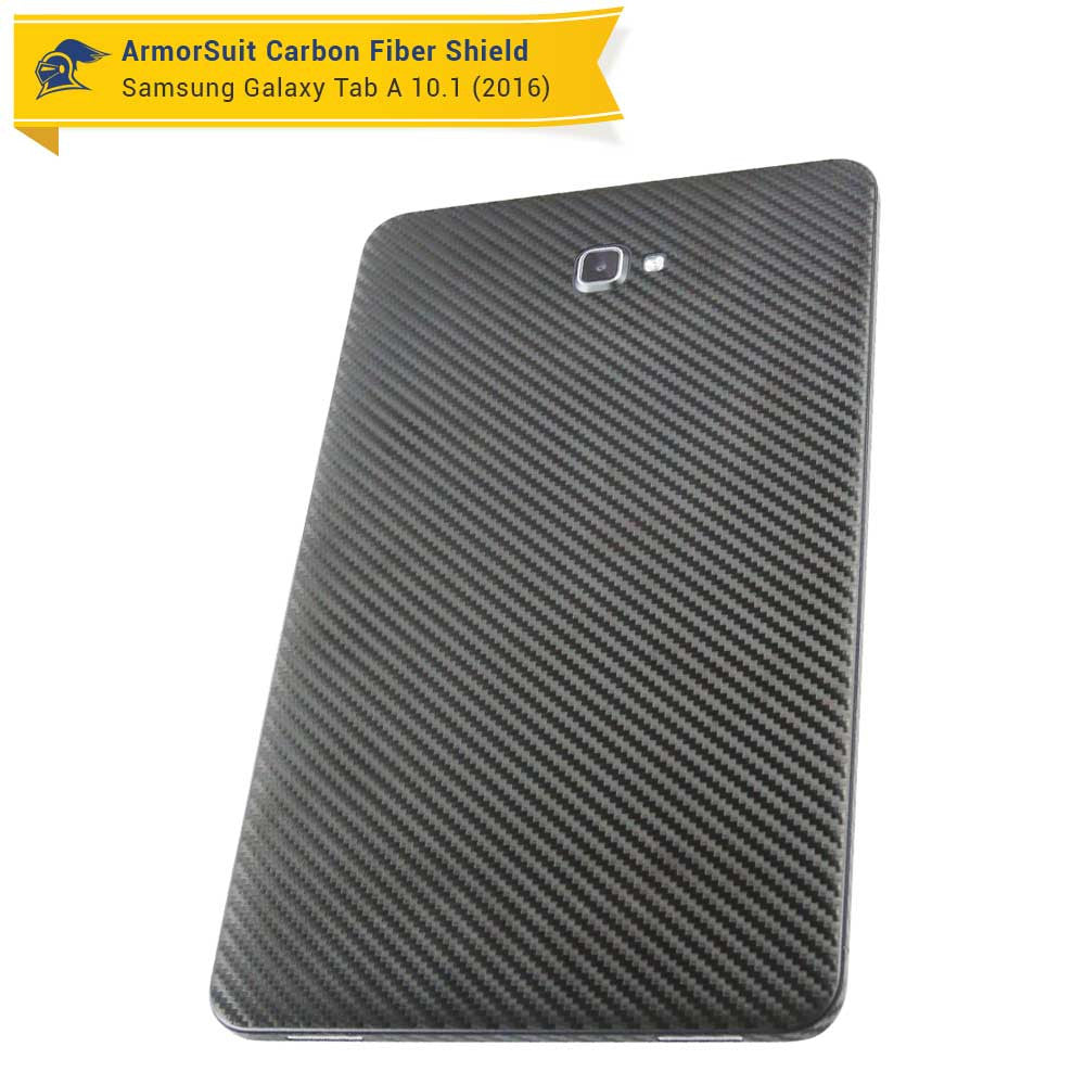 Samsung Galaxy Tab 10.1 (2016) [NO S PEN] Screen Protector + Black Carbon Fiber Skin