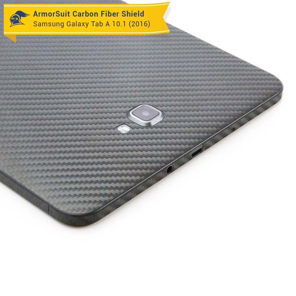 Samsung Galaxy Tab 10.1 (2016) [NO S PEN] Screen Protector + Black Carbon Fiber Skin