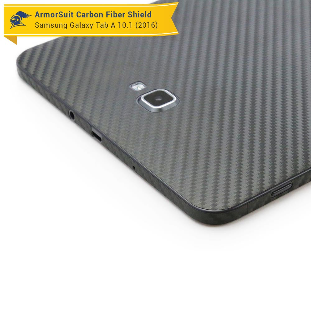 Samsung Galaxy Tab 10.1 (2016) [NO S PEN] Screen Protector + Black Carbon Fiber Skin