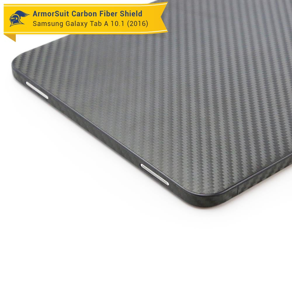 Samsung Galaxy Tab 10.1 (2016) [NO S PEN] Screen Protector + Black Carbon Fiber Skin