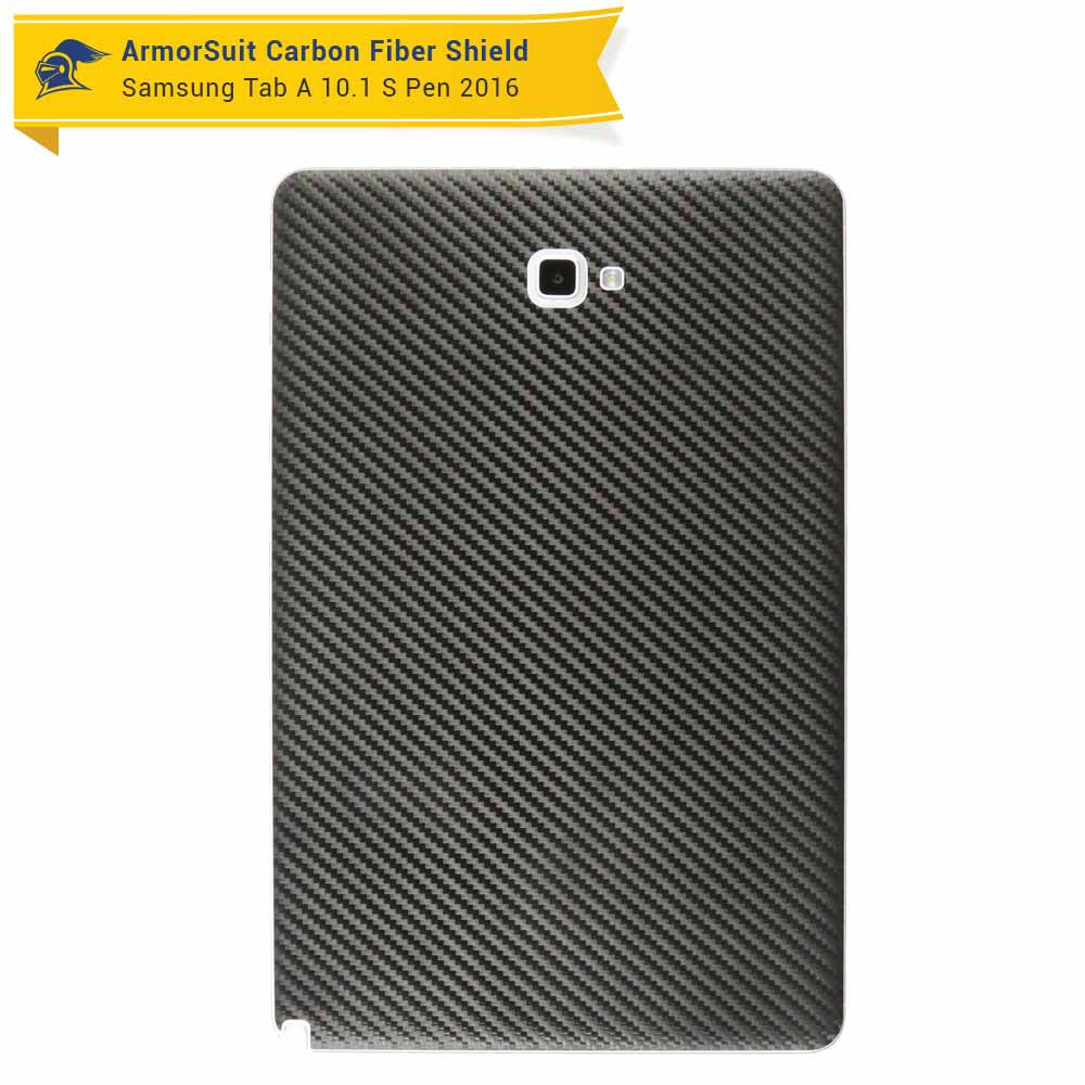 Samsung Galaxy Tab 10.1 (2016) [WITH S PEN] Screen Protector + Black Carbon Fiber Skin