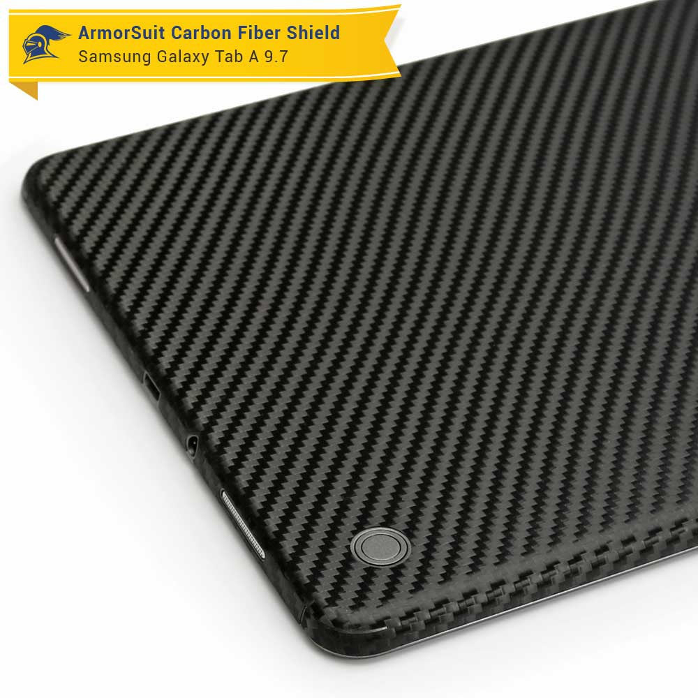 Samsung Galaxy Tab A 9.7" Screen Protector + Black Carbon Fiber Skin