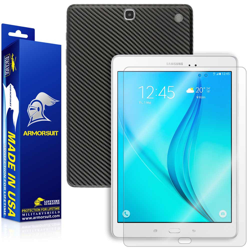 Samsung Galaxy Tab A 9.7" Screen Protector + Black Carbon Fiber Skin