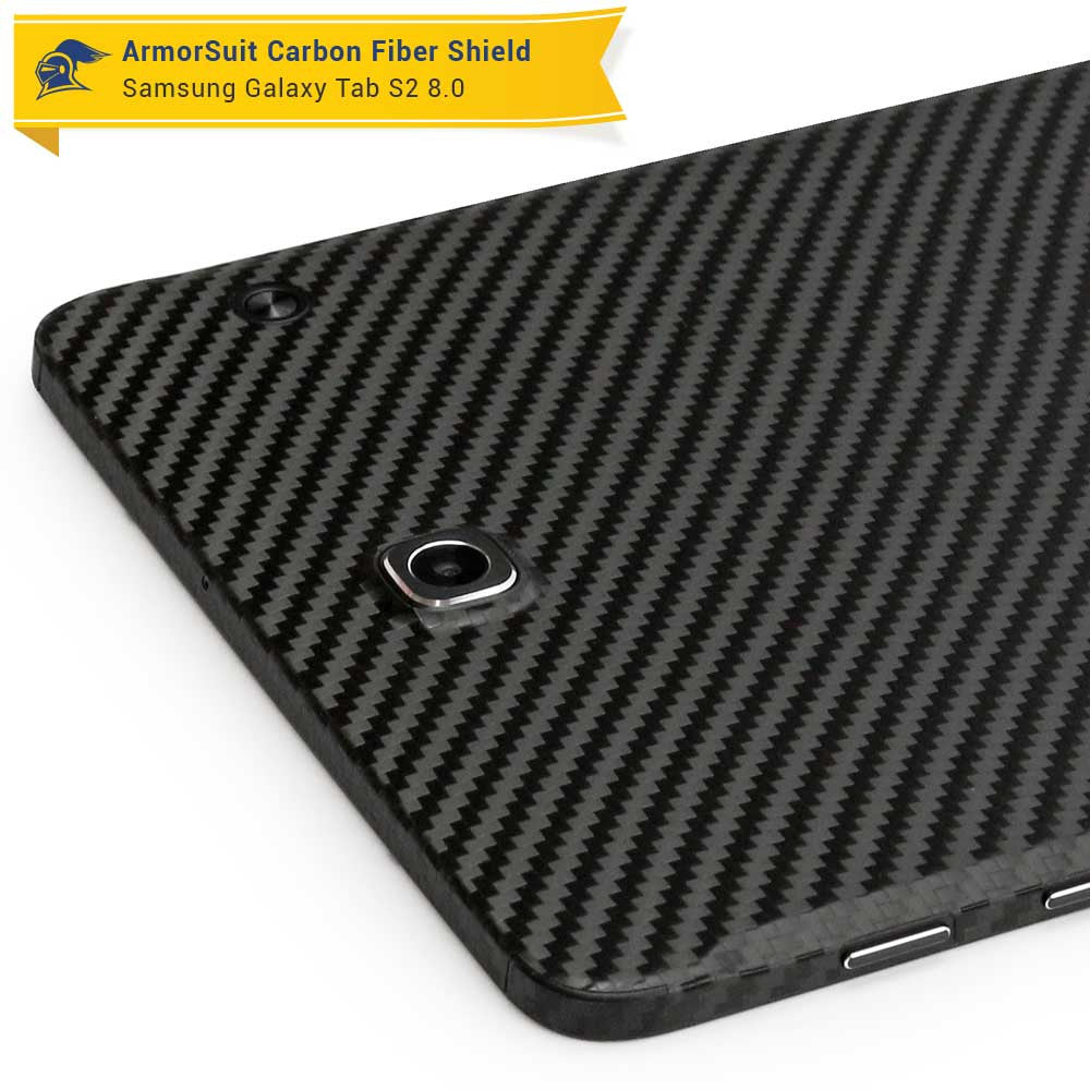 Samsung Galaxy Tab S2 8.0 Screen Protector + Black Carbon Fiber Skin