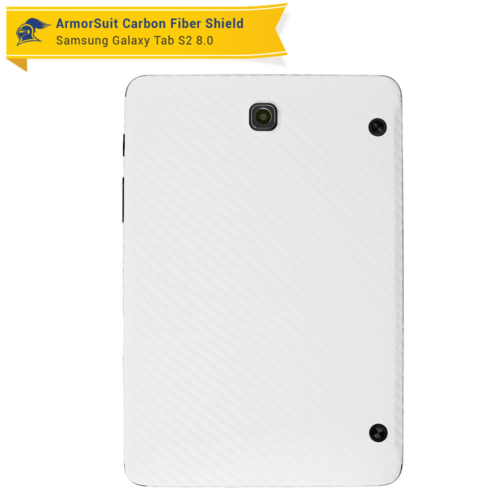 Samsung Galaxy Tab S2 8.0 Screen Protector + White Carbon Fiber Skin