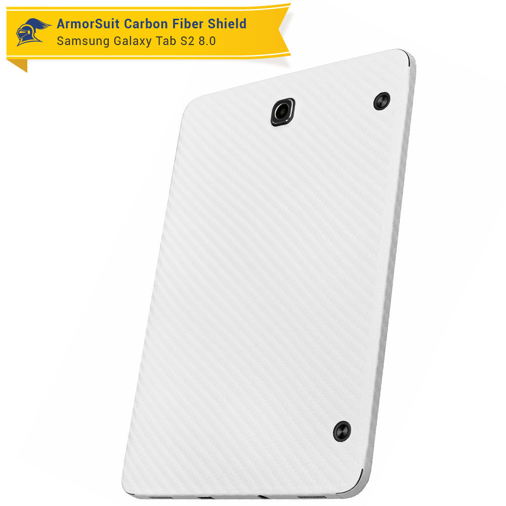 Samsung Galaxy Tab S2 8.0 Screen Protector + White Carbon Fiber Skin