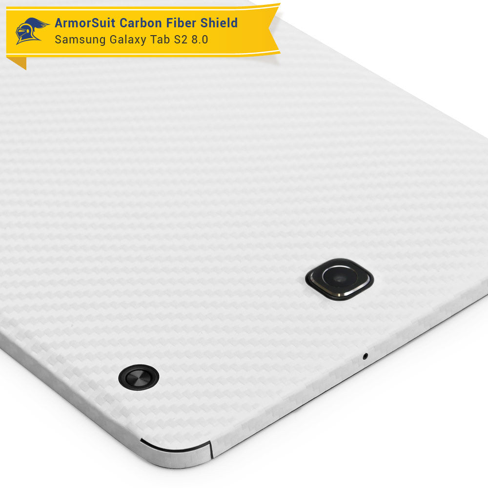 Samsung Galaxy Tab S2 8.0 Screen Protector + White Carbon Fiber Skin