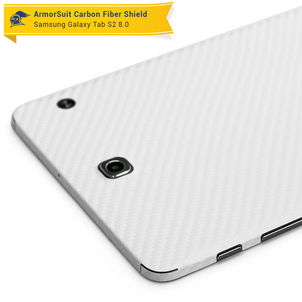 Samsung Galaxy Tab S2 8.0 Screen Protector + White Carbon Fiber Skin