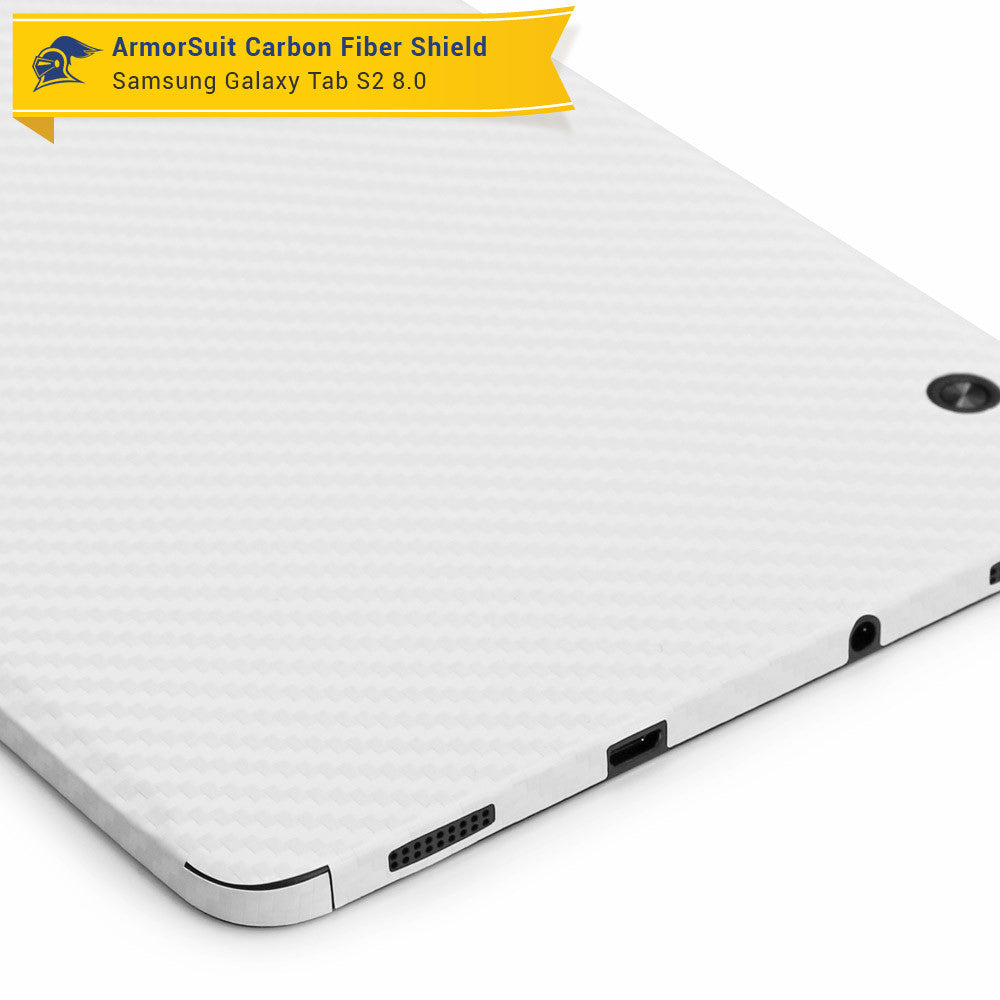 Samsung Galaxy Tab S2 8.0 Screen Protector + White Carbon Fiber Skin