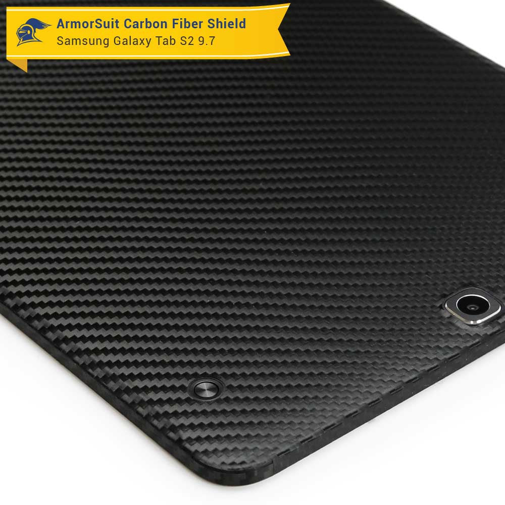 Samsung Galaxy Tab S2 9.7 Screen Protector + Black Carbon Fiber Skin