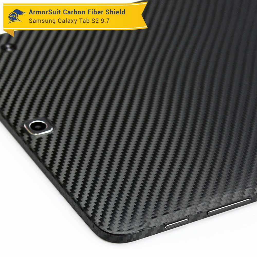 Samsung Galaxy Tab S2 9.7 Screen Protector + Black Carbon Fiber Skin