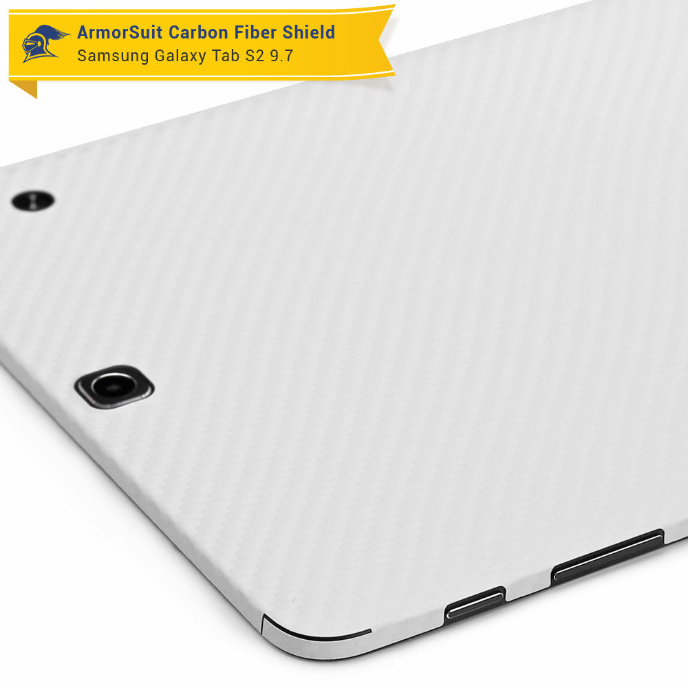 Samsung Galaxy Tab S2 9.7 Screen Protector + White Carbon Fiber Skin