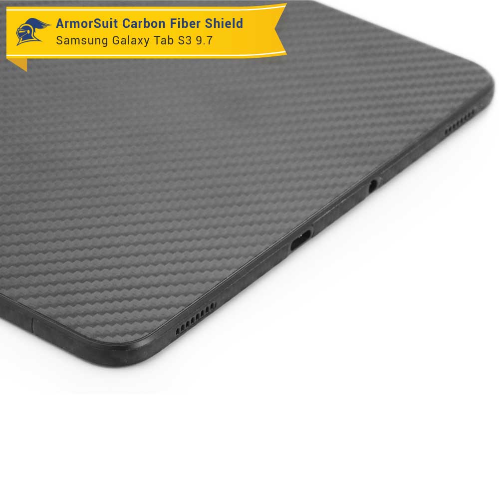 Samsung Galaxy Tab S3 9.7 Screen Protector + Black Carbon Fiber Skin