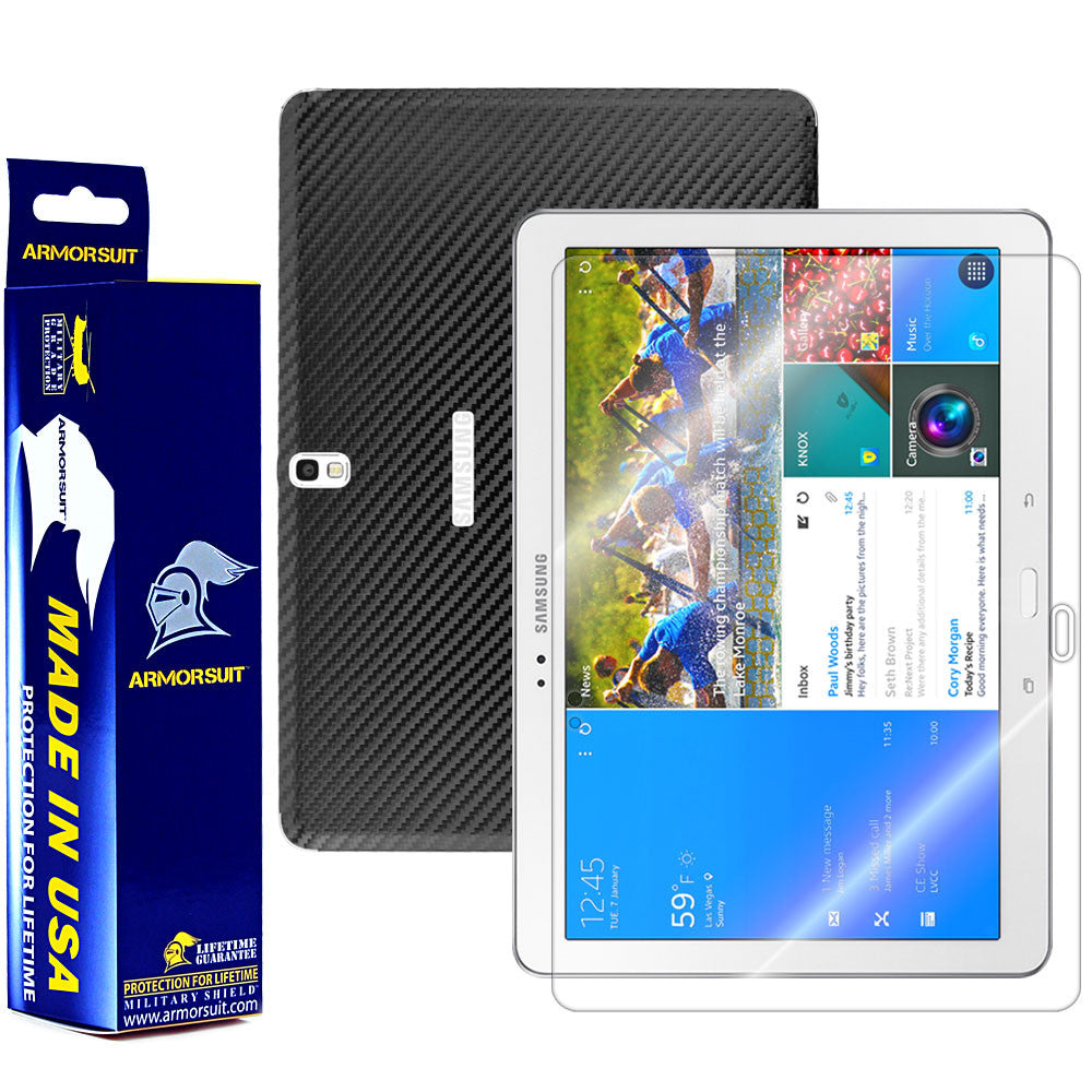 Samsung Galaxy TabPRO 10.1" Screen Protector + Black Carbon Fiber Film Protector