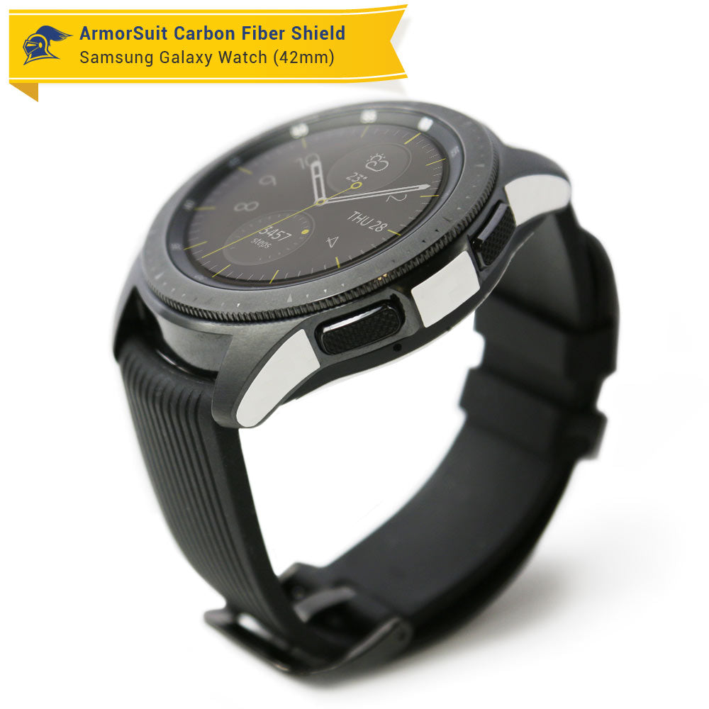 Galaxy Watch (42mm) Screen Protector + White Carbon Fiber Skin