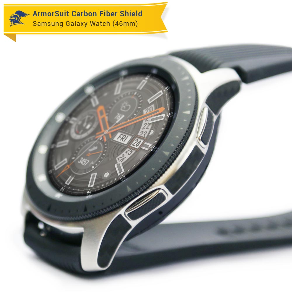 Galaxy Watch (46mm) Screen Protector + Black Carbon Fiber Skin